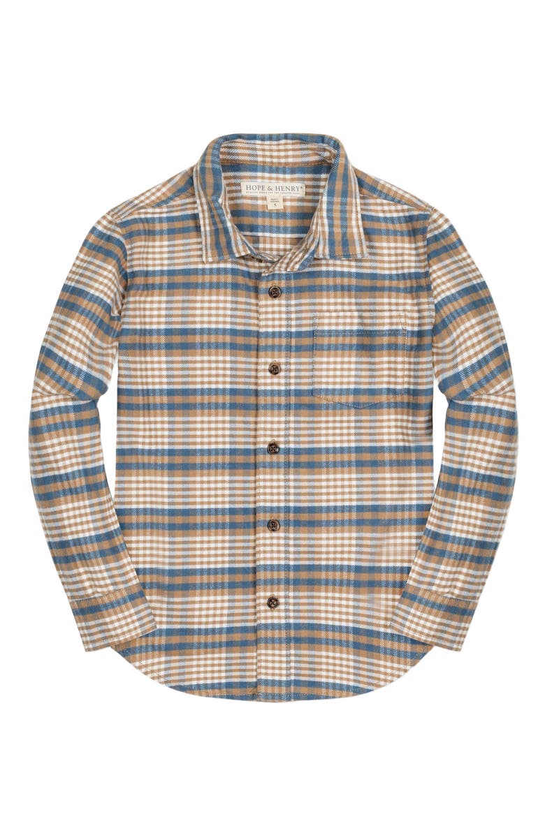 Hope & Henry Baby Boys' Organic Flannel Shirt with Elbow Patches, Infant, Main, color,