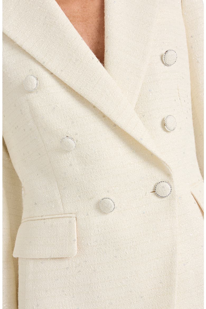 Crystal Double Breasted Bouclé Blazer, Alternate, color, VANILLA