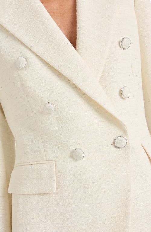 Tahari Asl Crystal Double Breasted Bouclé Blazer In Neutral