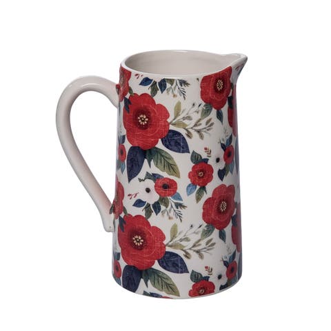 Ceramic Beverage Pitcher Floral