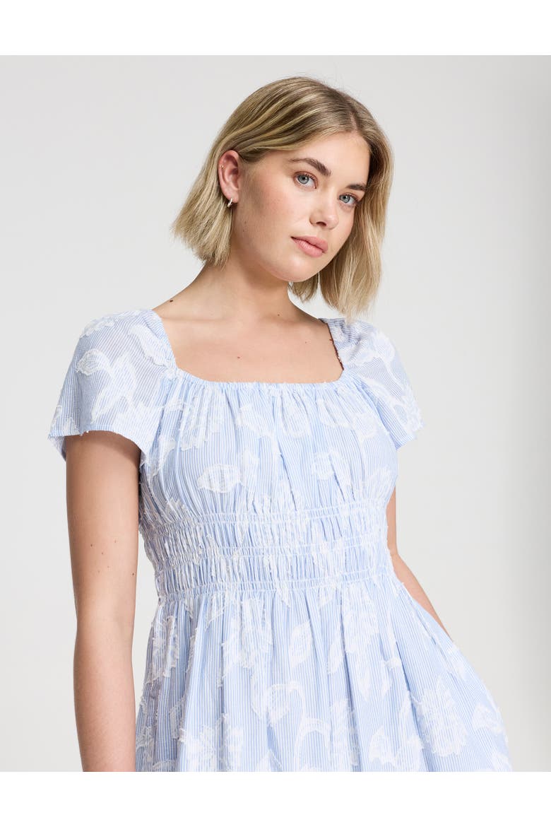 Maia Elasticated Waist Midi Dress, Alternate, color, Blue Floral Stripe