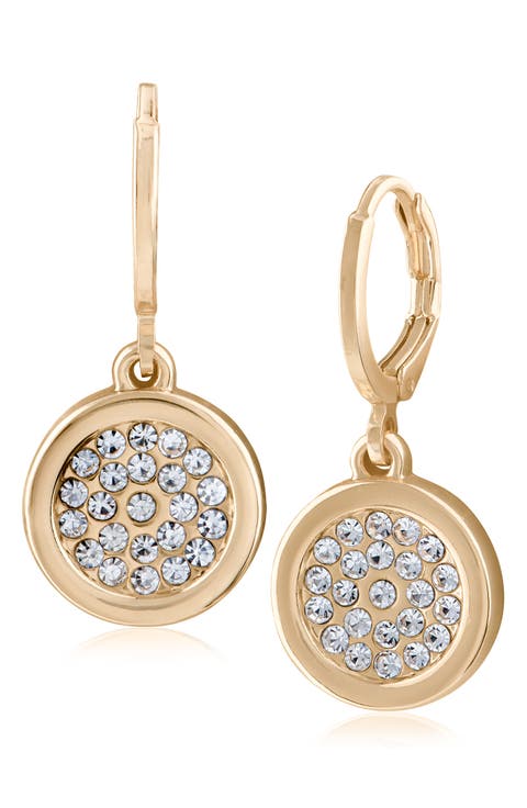 Pavé Crystal Drop Huggie Hoop Earrings