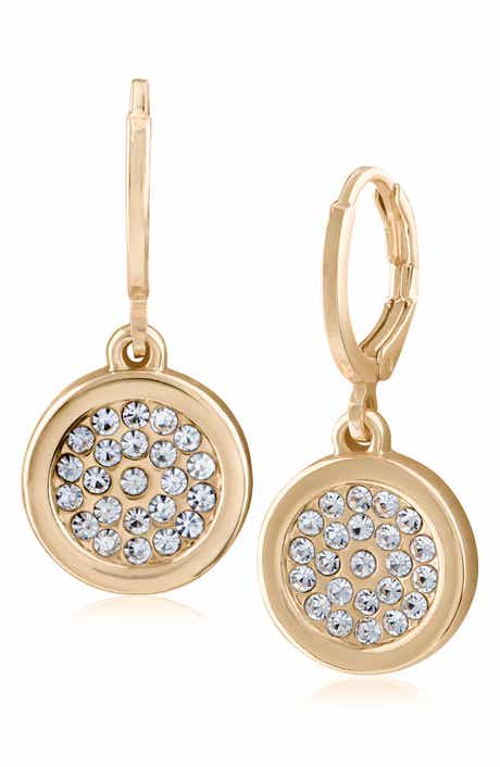 JARDIN Pavé Crystal Drop Huggie Hoop Earrings