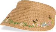 KARL LAGERFELD PARIS Floral Border Straw Visor