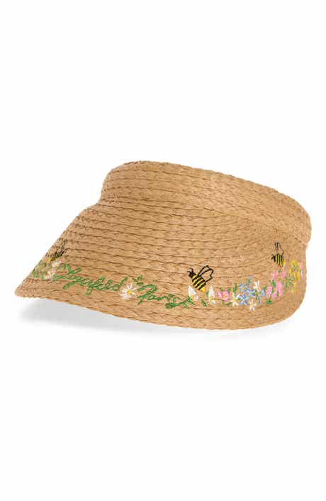 Floral Border Straw Visor