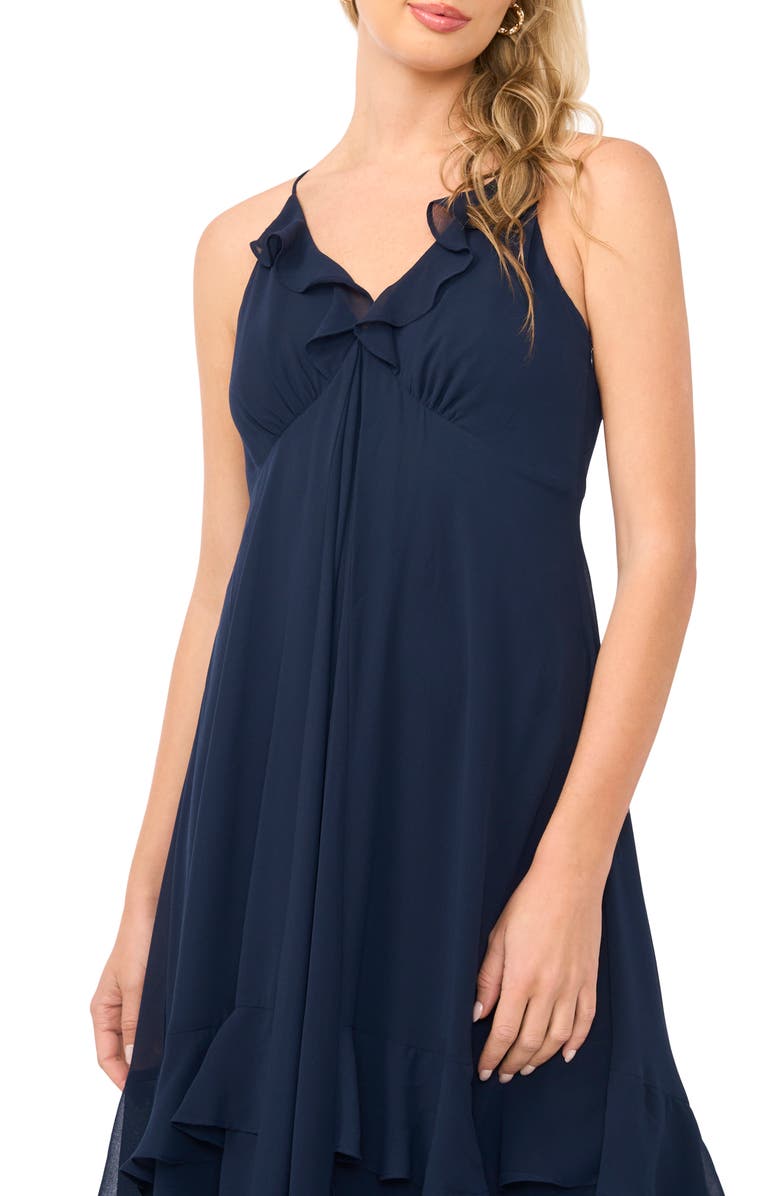 1.STATE Ruffle Chiffon Maxi Dress, Alternate, color, Indigo Night
