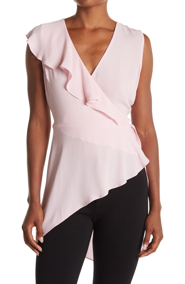 BCBGMAXAZRIA Ruffle Asymmetrical Tank Top, Main, color, 