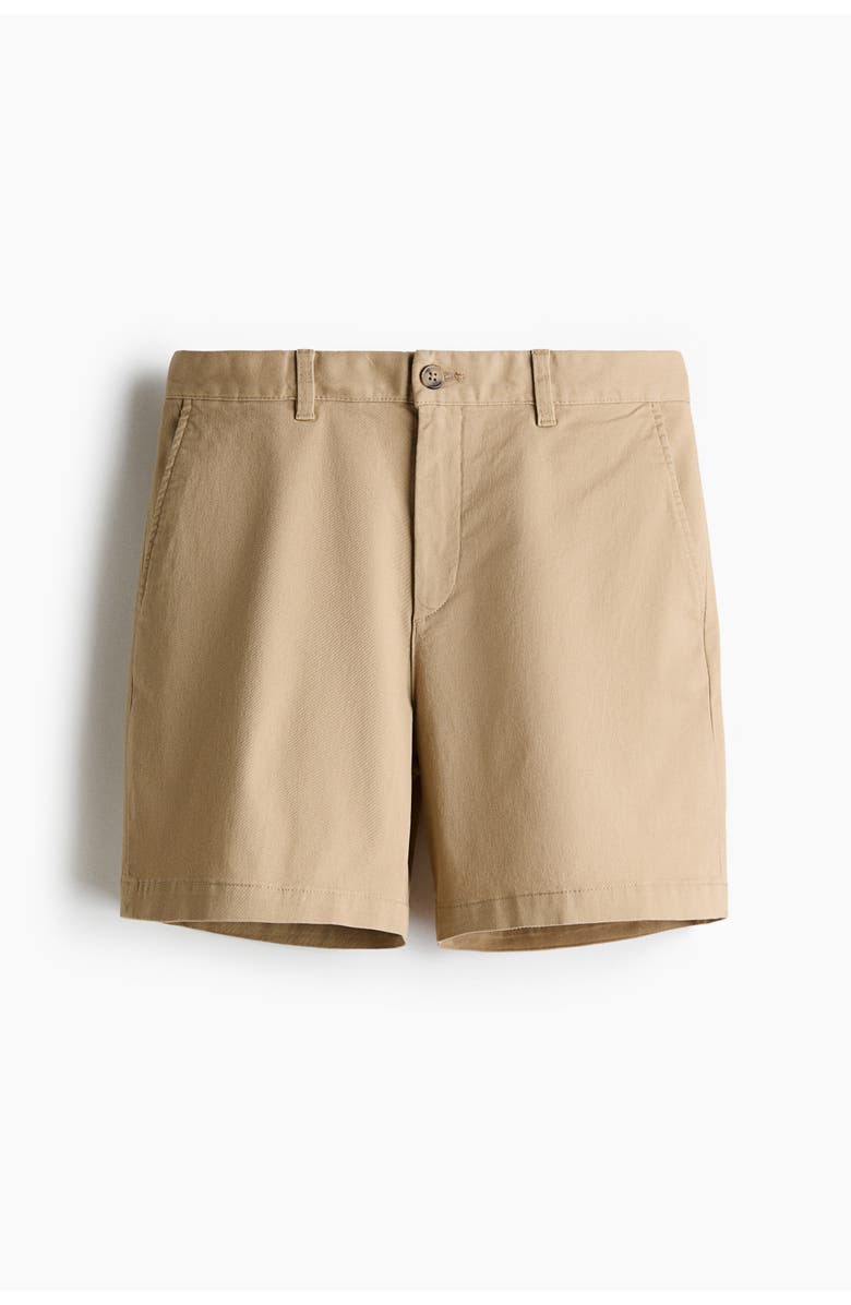 H&M Regular Fit Cotton Chino Shorts, Main, color, Beige