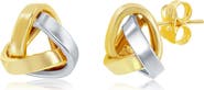 SIMONA 14K Two-Tone Gold Love Knot Stud Earrings