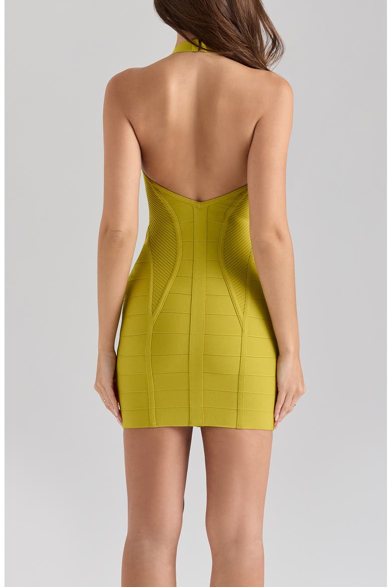 The Sculpt Halter Neck Bandage Minidress, Alternate, color, MATCHA