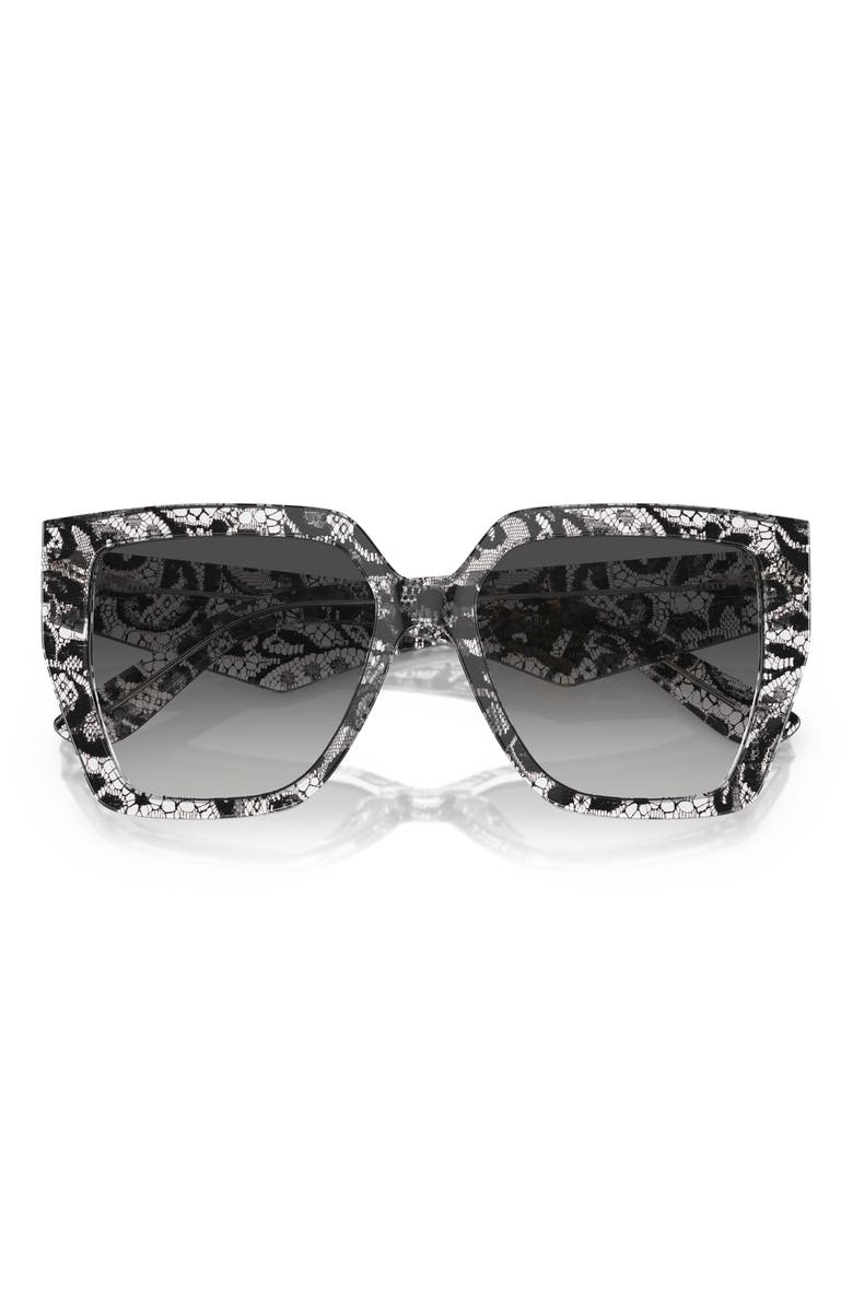 Dolce&Gabbana 55mm Square Sunglasses, Alternate, color, Black Lace