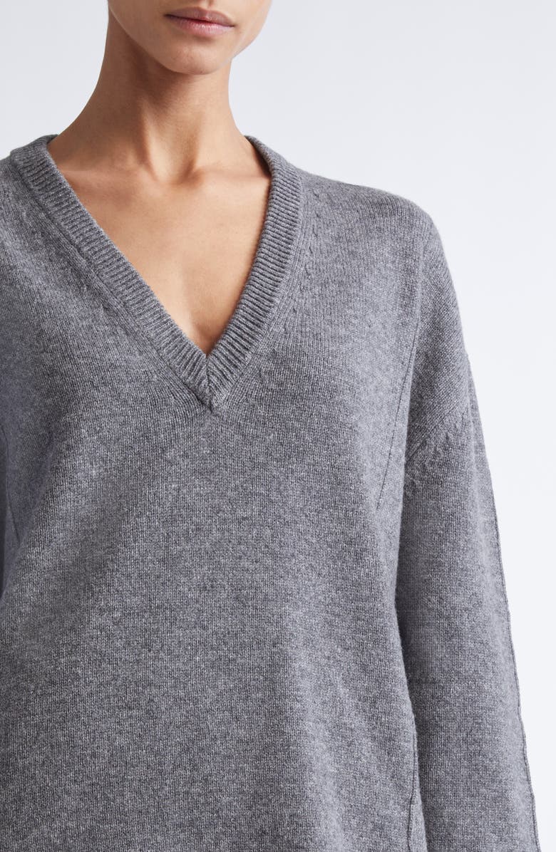 Jil Sander Wool & Cashmere V-Neck Sweater, Alternate, color, Basalt