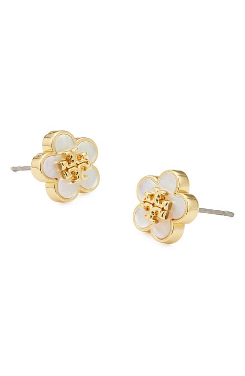 Tory Burch Flower Stud Earrings In White