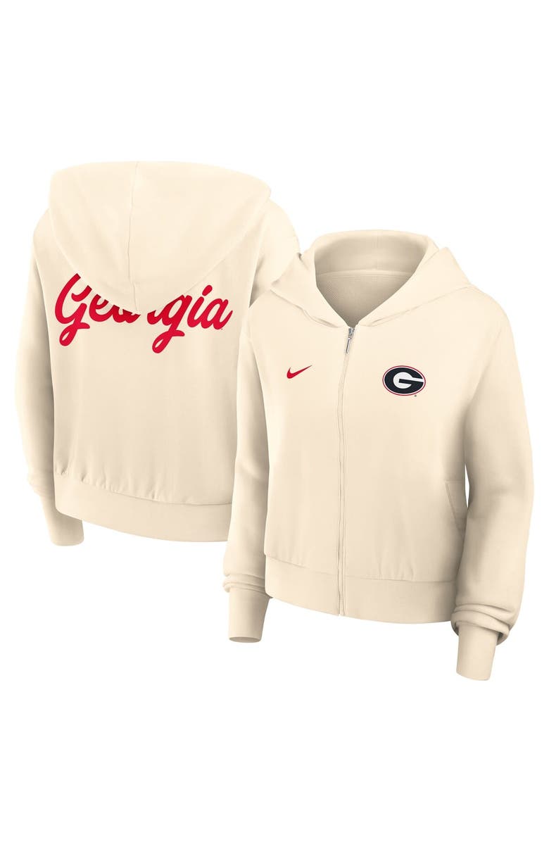 Nike Women's Nike Cream Georgia Bulldogs Cropped Chill Full-Zip Hoodie, Main, color, Cream