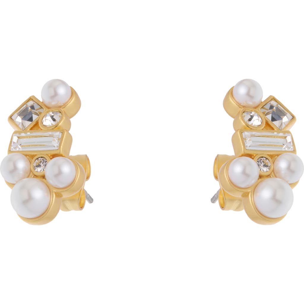 Reiss Mae Zoroya Faux Pearl & Crystal Stud Earrings In Gold