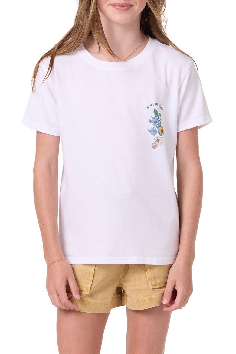 Kids' Angie Floral Graphic T-Shirt, Main, color, WHITE