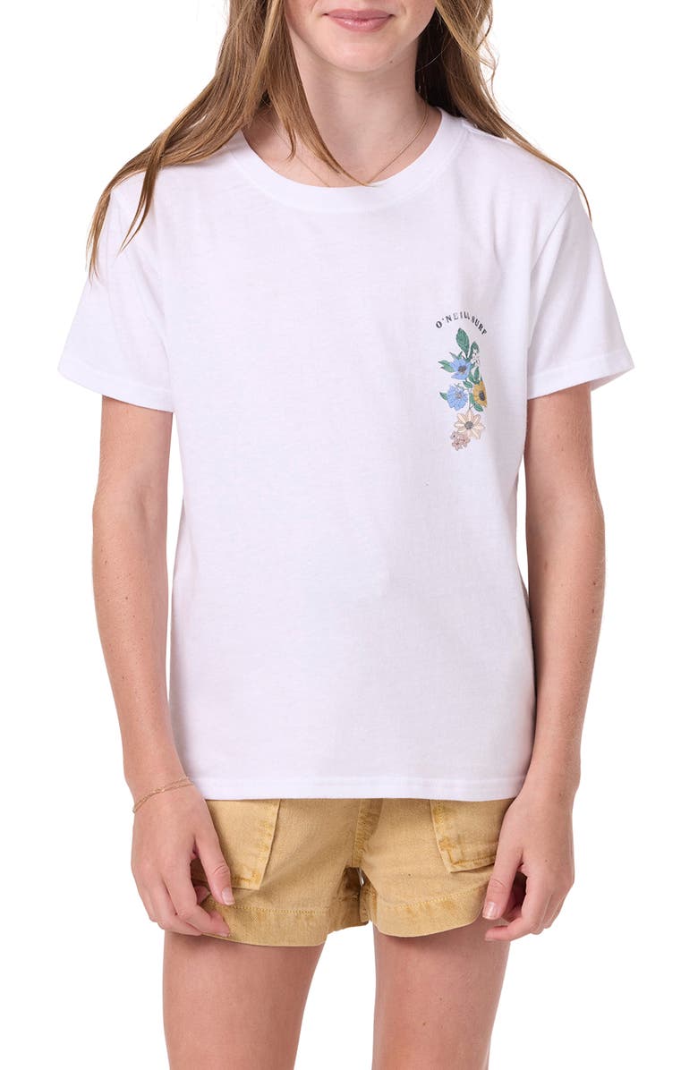 O'Neill Kids' Angie Floral Graphic T-Shirt, Main, color, White