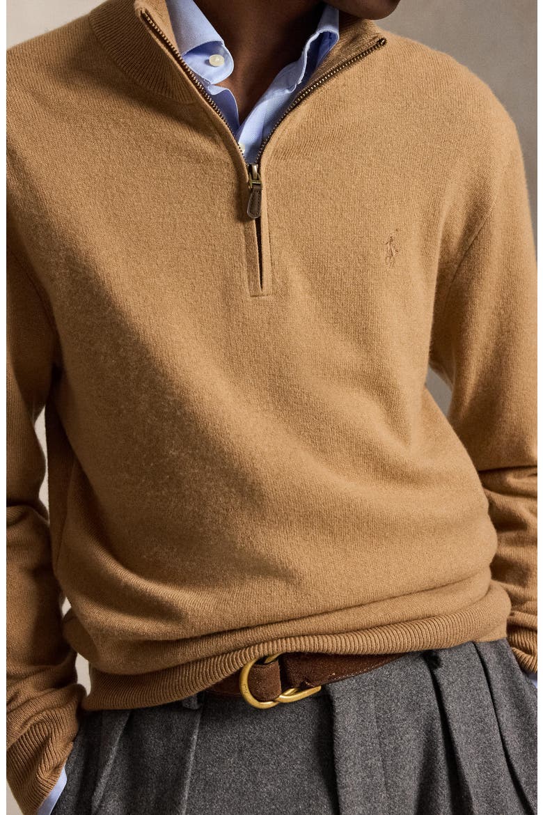 Wool Quarter Zip Sweater, Alternate, color, TAN HTHR