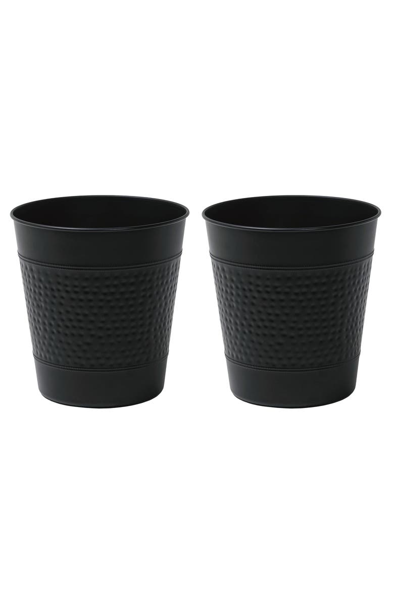 HAPPIMESS Riley Modern Classic Hammered Steel Accent 2 Gal Waste Bin, Main, color, Matte Black