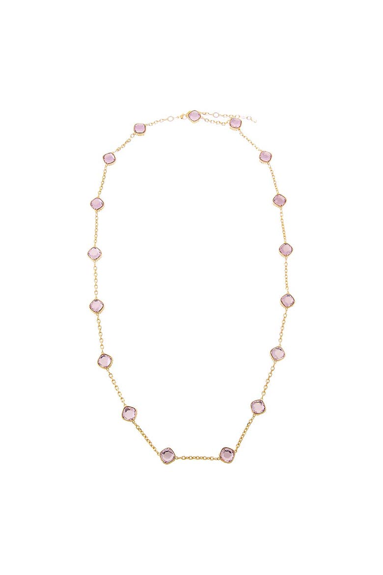 Colored CZ Square Bezel Necklace, Alternate, color, Light Green
