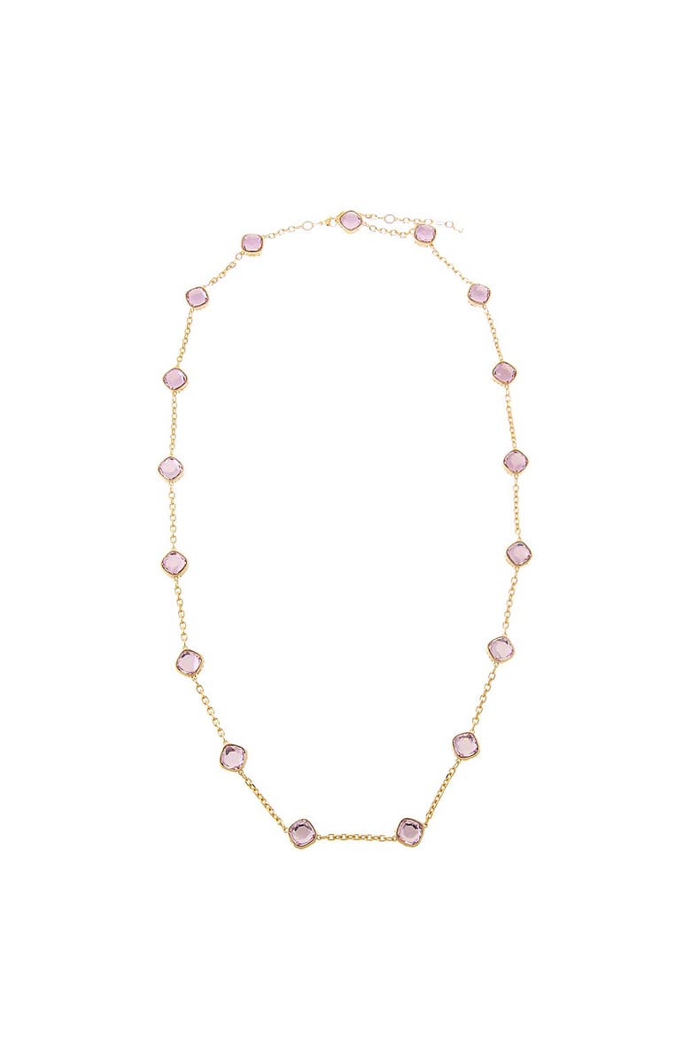 BY ADINA EDEN Colored CZ Square Bezel Necklace, Alternate, color, Light Green