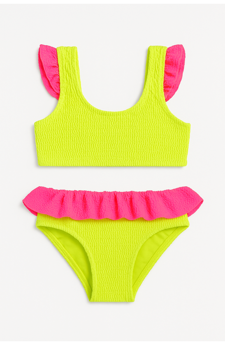Limeapple Toddler Crinkle Ruffle Bikini, Alternate, color, Lime