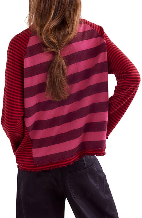 Free People Punk Playful Stripe Long Sleeve T-shirt In Pink