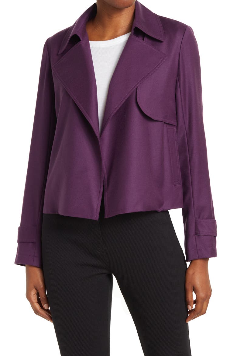 Menefer Wool Flannel Trench Jacket, Main, color, PLUM