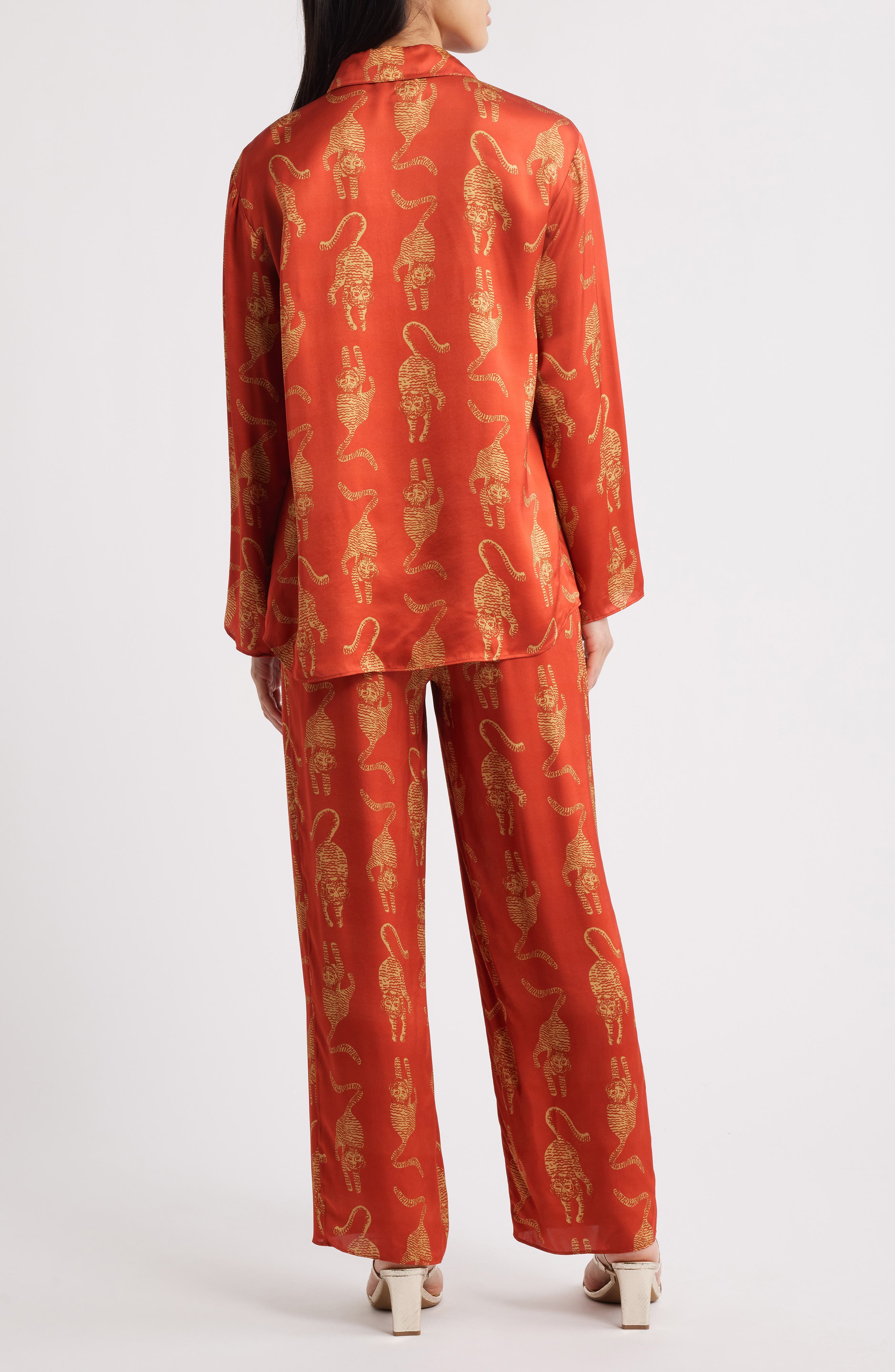 Sher Tiger Print Button-Up Shirt & Pants Set - image 2