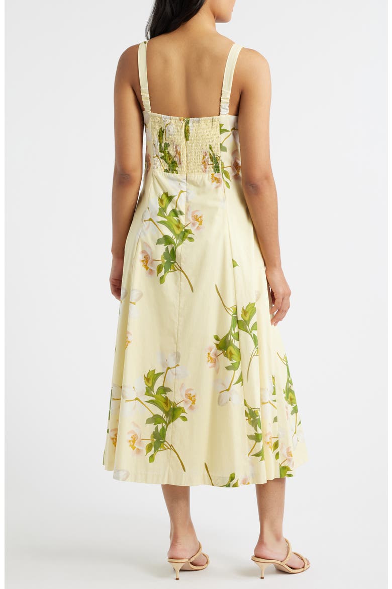 Floral Square Neck Cotton Dress, Alternate, color, YELLOW MULTI