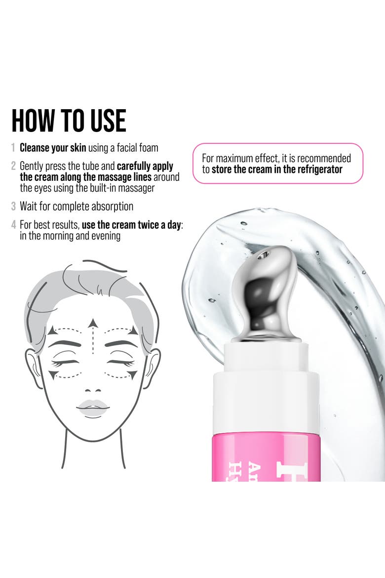 Eye Cream with Hyaluronic acid for Hydrated, Brighter Looking Skin with Cooling Metal Applicator, Alternate, color, Clear