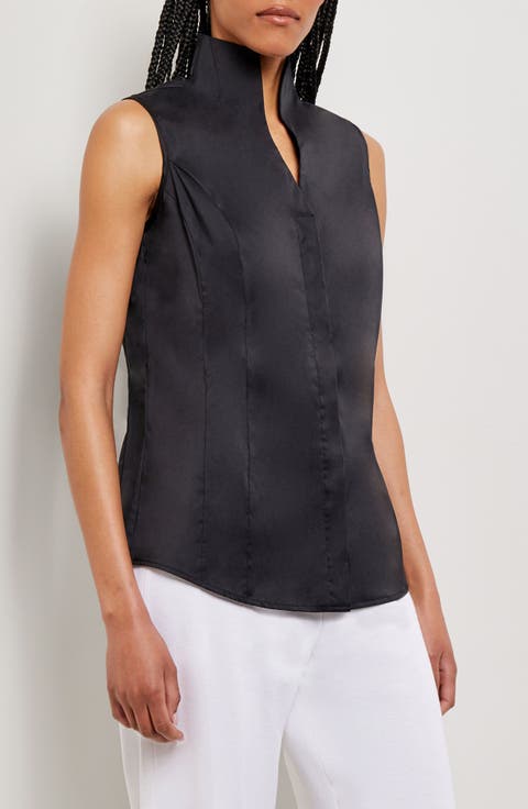 Sleeveless Stand Collar Shirt