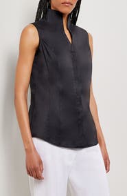 Misook Sleeveless Stand Collar Shirt