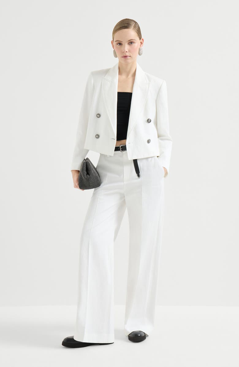 Brunello Cucinelli Loose Flared Trousers, Alternate, color, White