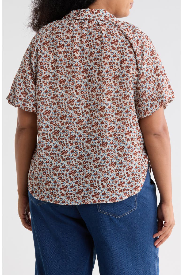 Floral Bubble Sleeve Shirt, Alternate, color, CREAM/ CHESTNUT WILD DAISY
