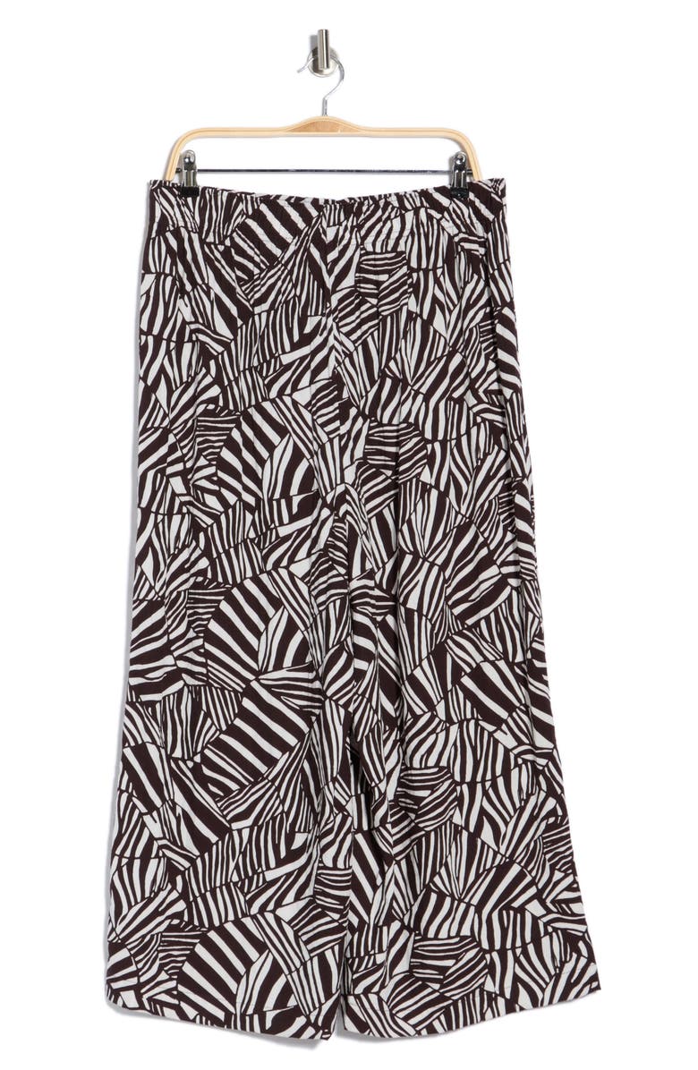 Adrianna Papell Wide Leg Pull-On Pants, Alternate, color, Chocolate Patchwork Stripe