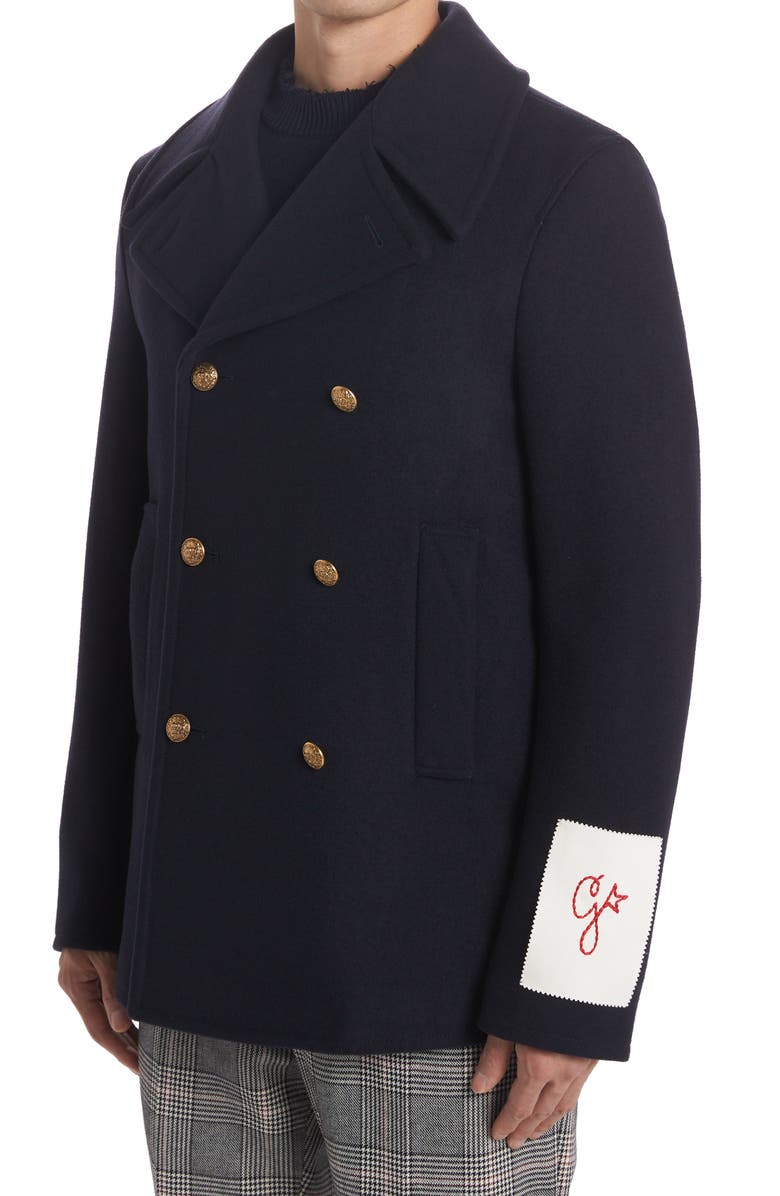 Golden Goose Double Breasted Virgin Wool Blend Jacket, Alternate, color, Dark Navy