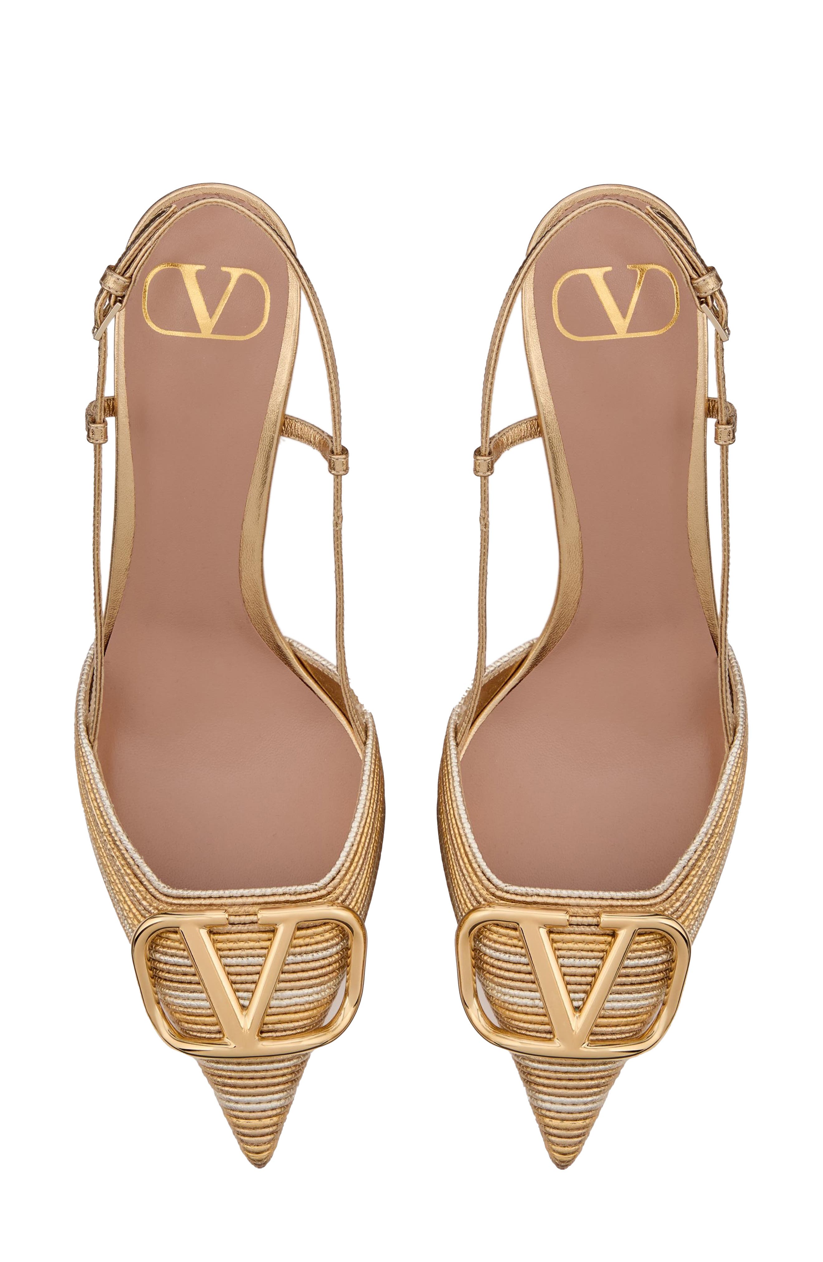 Valentino Garavani VLOGO Signature Metallic Slingback Pump, Alternate, color, Gold