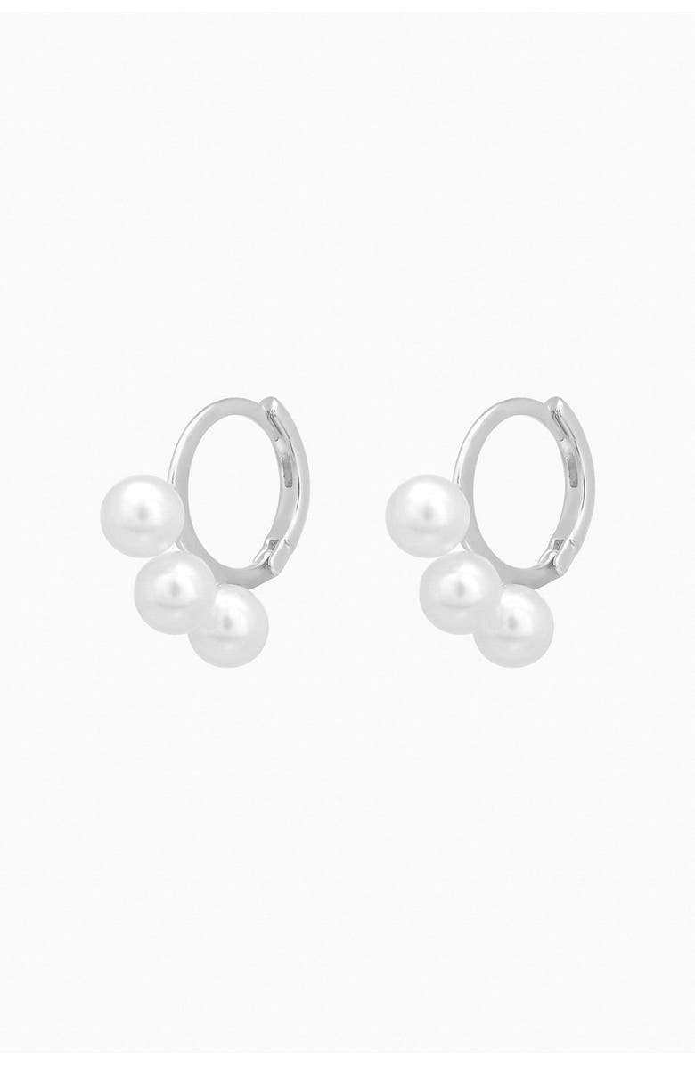 Bearfruit Jewelry Sterling Silver 18k Gold Plated Triple Pearl Earrings Holiday Gift Idea, Main, color, Silver