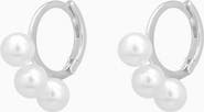 Bearfruit Jewelry Sterling Silver 18k Gold Plated Triple Pearl Earrings Minimal Accent
