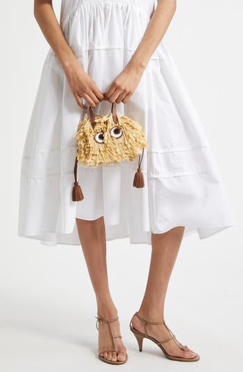 Anya Hindmarch Small Eyes Raffia Drawstring Bucket Bag