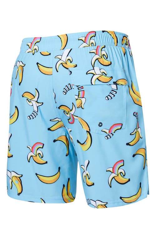 Saxx 7-inch Oh Buoy Volley Swim Shorts In Rainbow Bananas- Azure