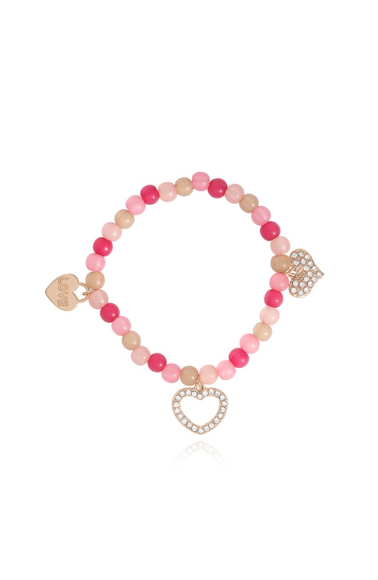 Jessica Simpson Kids Kids Pink Heart Charm Bracelet & Earrings Set, Alternate, color, Pink, Silver, Gold