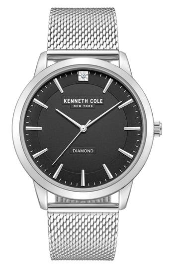 Kenneth Cole Genuine Diamond Mesh Strap Watch, 44mm
