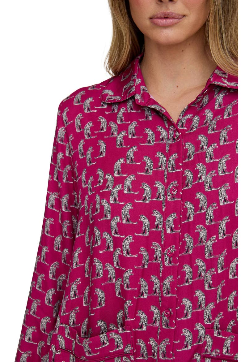 Evie Long Sleeve Print Pajama Set, Alternate, color, Magenta