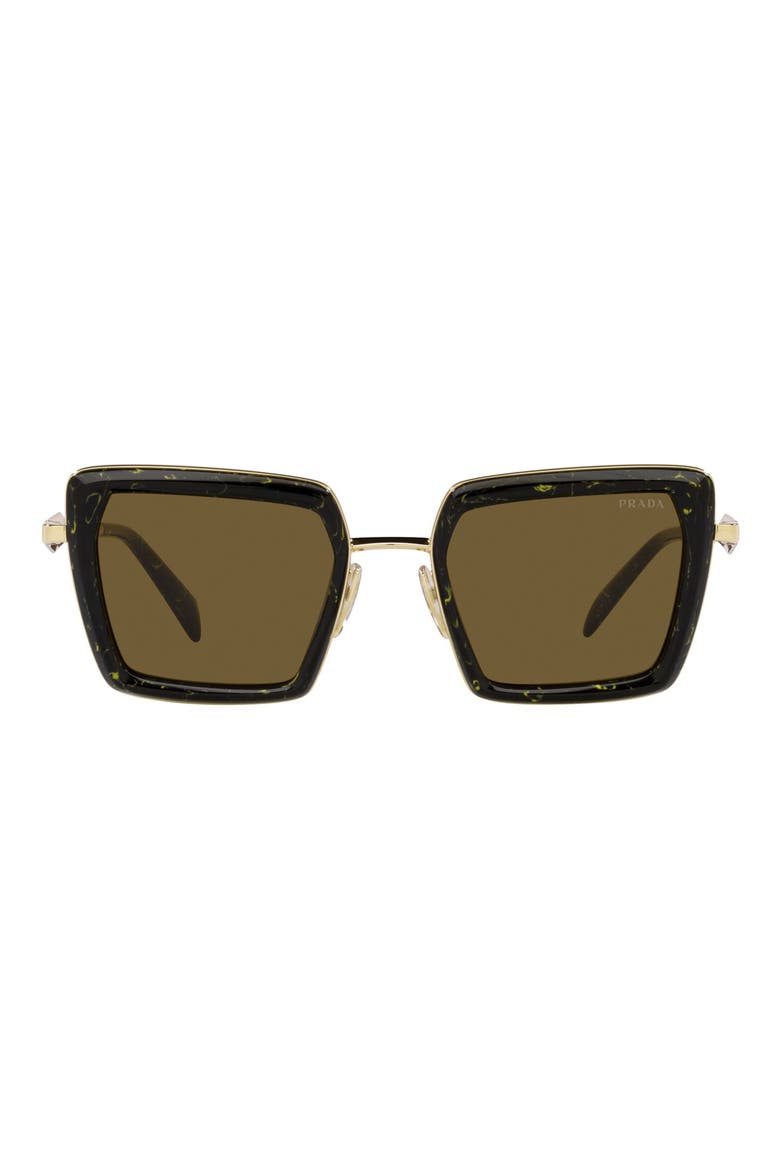 52mm Square Sunglasses, Main, color, DARK BROWN