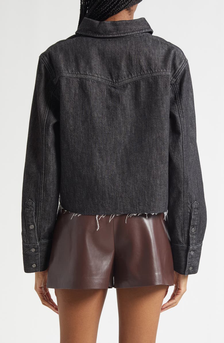 Alice + Olivia Raw Hem Denim Button-Up Shirt, Alternate, color, Den Lack