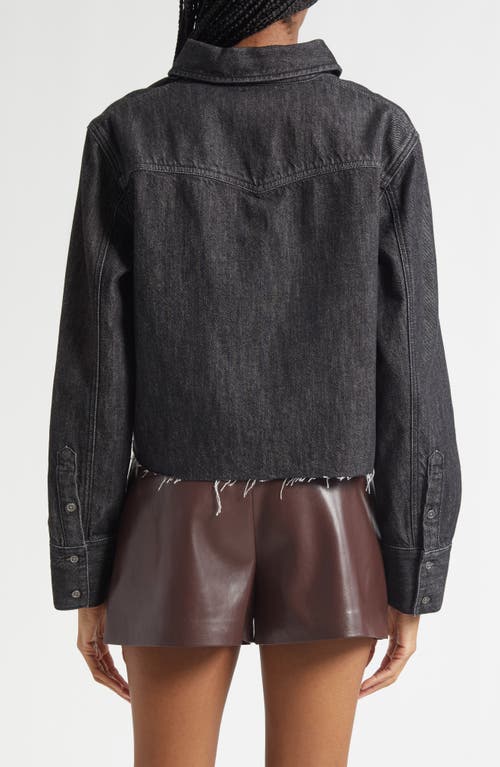 Alice And Olivia Alice + Olivia Raw Hem Denim Button-up Shirt In Black