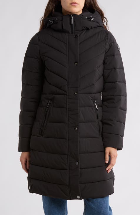 Hooded 450 Fill Power Longline Puffer Jacket