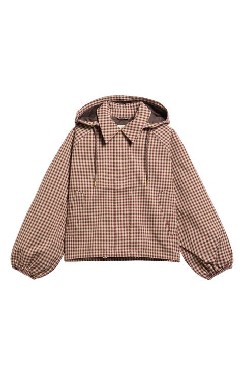 Audrey Check Showerproof Hooded Bomber Jacket